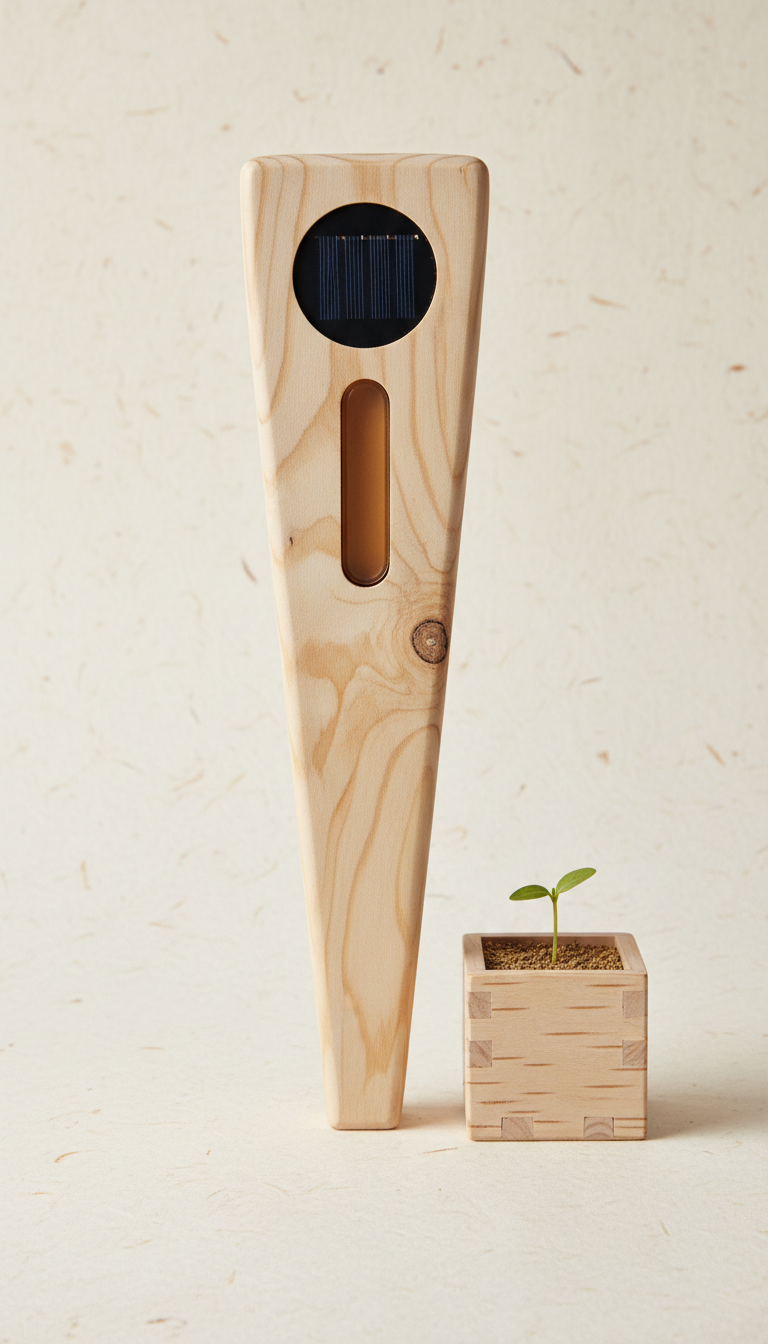 Solar Path Marker Light in Natural Wood