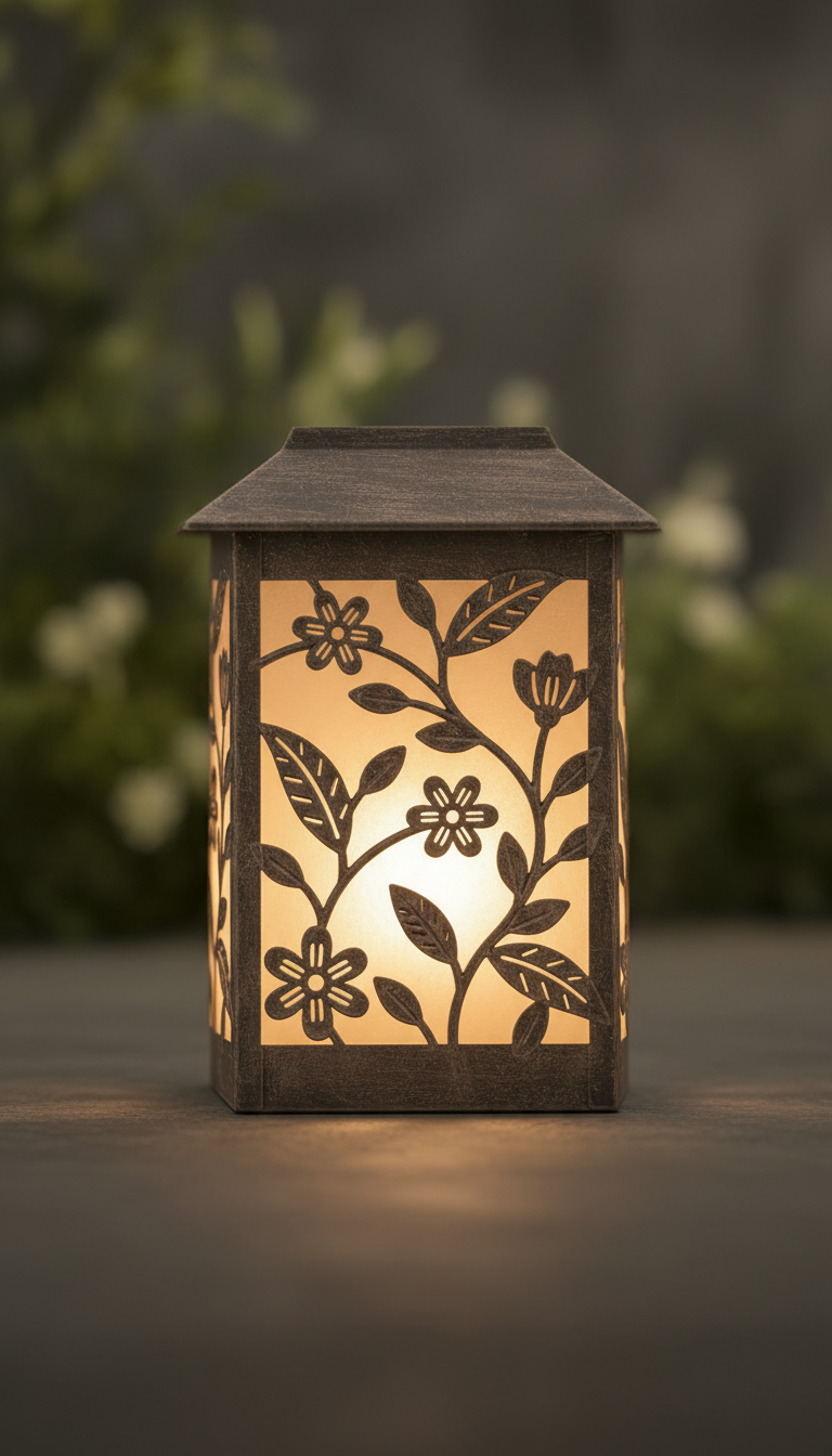 Floral-Motif Solar Garden Lantern