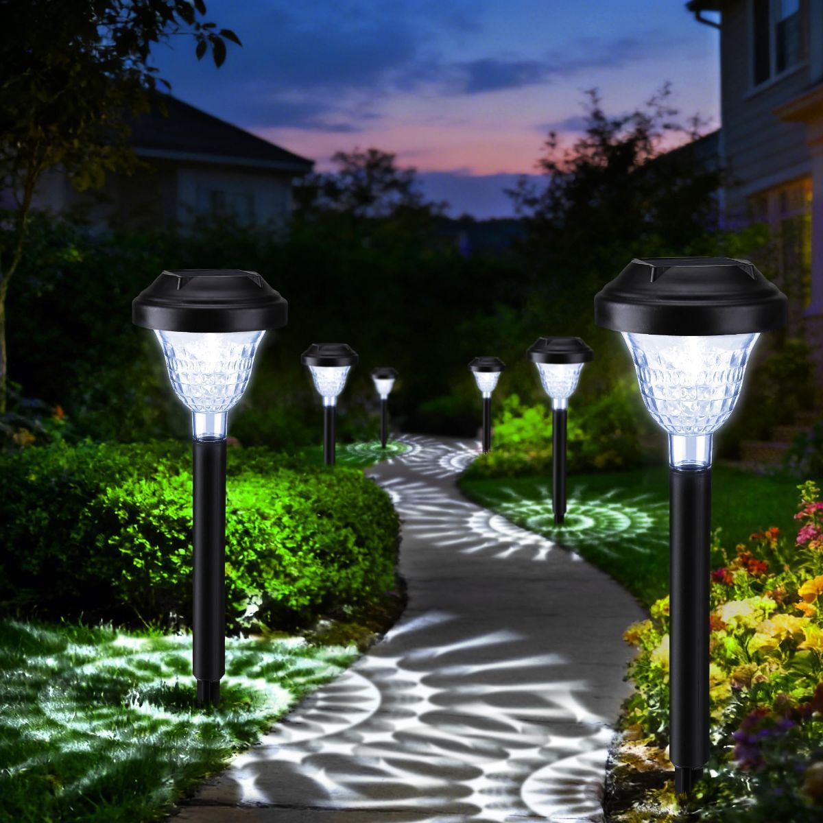Solar Landscape Lights 4-Pack 10-LED Warm White Outdoor Lights Garden Lights - Warm White - Size 13.4in