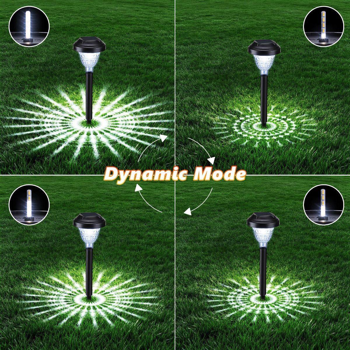 Solar Landscape Lights 4-Pack 10-LED Warm White Outdoor Lights Garden Lights - Warm White - Size 13.4in