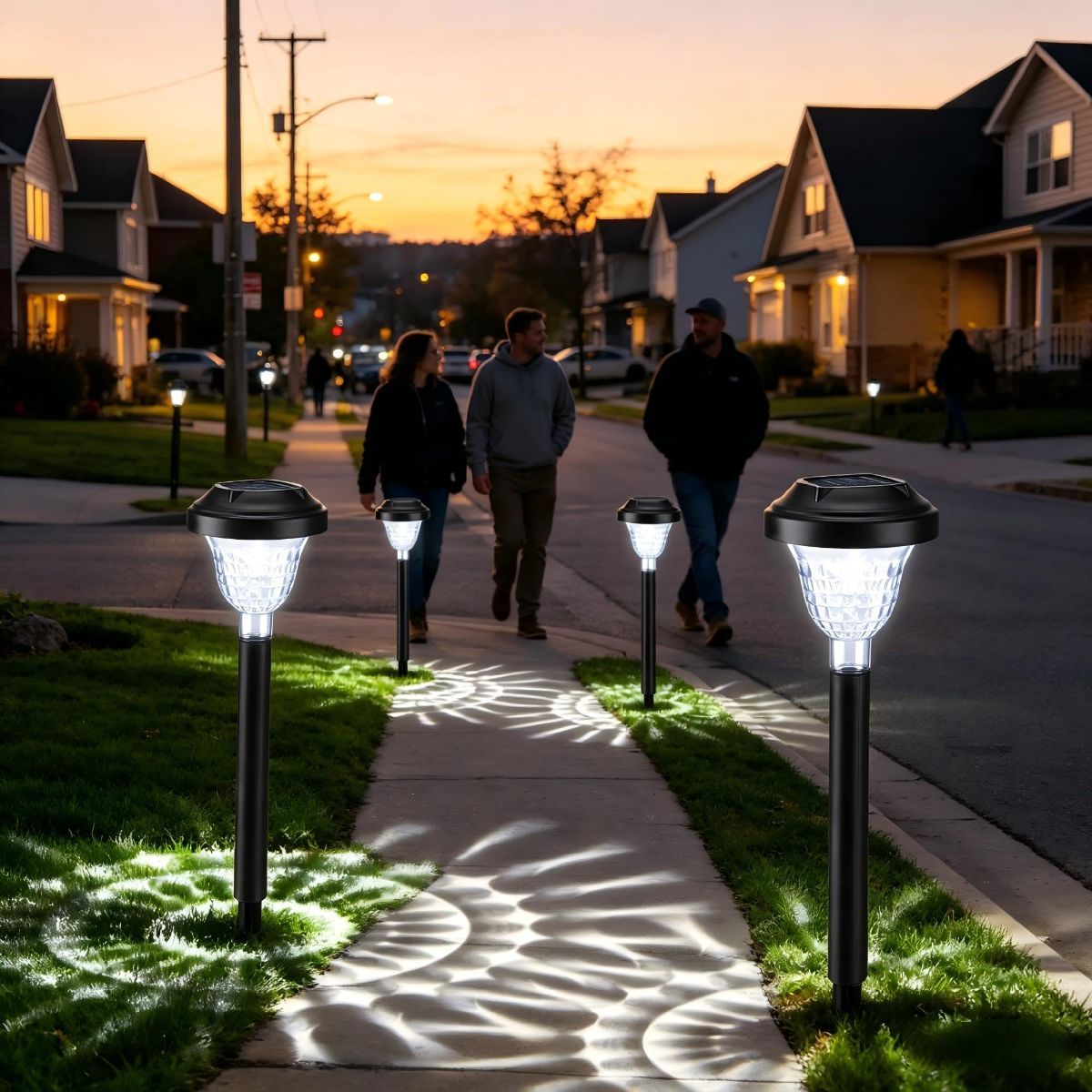 Solar Landscape Lights 4-Pack 10-LED Warm White Outdoor Lights Garden Lights - Warm White - Size 13.4in