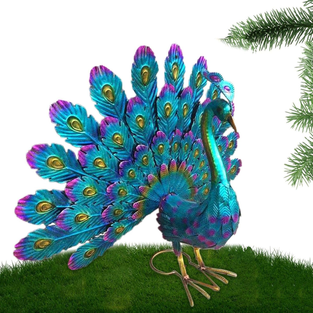 Metal Peacock Garden Decoration Weatherproof Outdoor Figurine