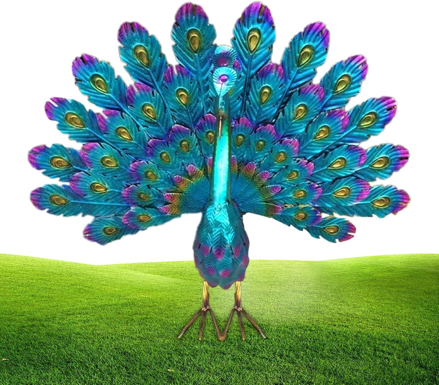 Metal Peacock Garden Decoration Weatherproof Outdoor Figurine