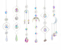 6-pack Solar Wind Chimes with Crystal Pendants, 12 inches, Silver - Reflects Light for Beautiful Patterns