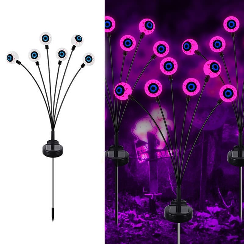 1-Pack Solar Powered Halloween Eye Lights for Garden and Patio Decoration, Waterproof, Purple, 1/4