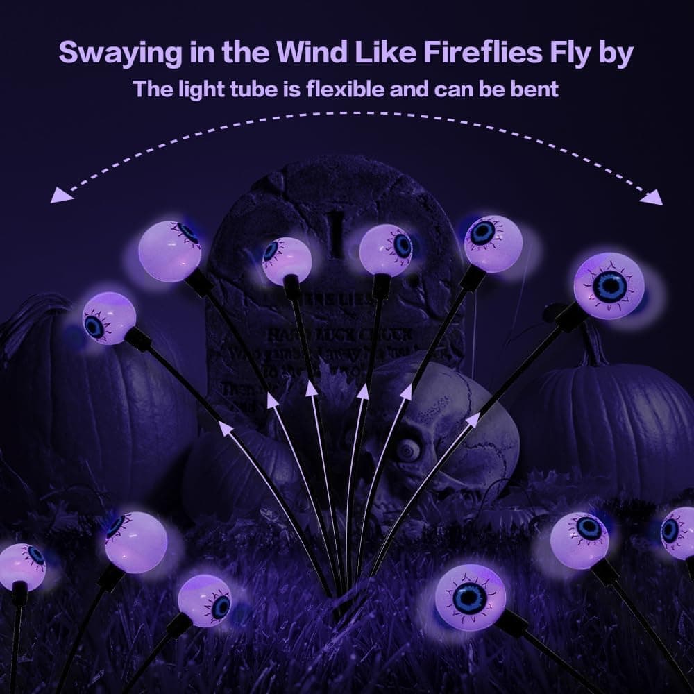 1-Pack Solar Powered Halloween Eye Lights for Garden and Patio Decoration, Waterproof, Purple, 1/4