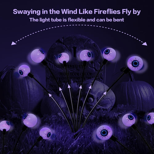 1-Pack Solar Powered Halloween Eye Lights for Garden and Patio Decoration, Waterproof, Purple, 1/4