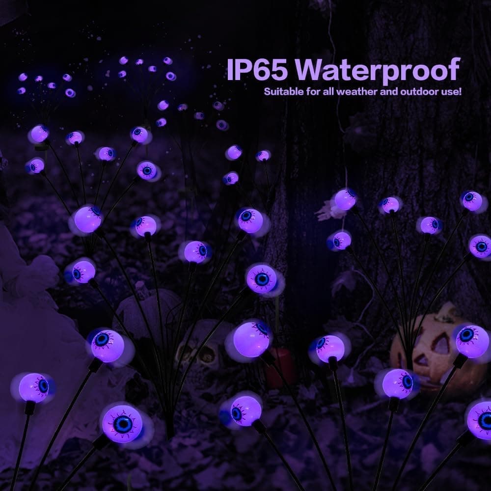 1-Pack Solar Powered Halloween Eye Lights for Garden and Patio Decoration, Waterproof, Purple, 1/4