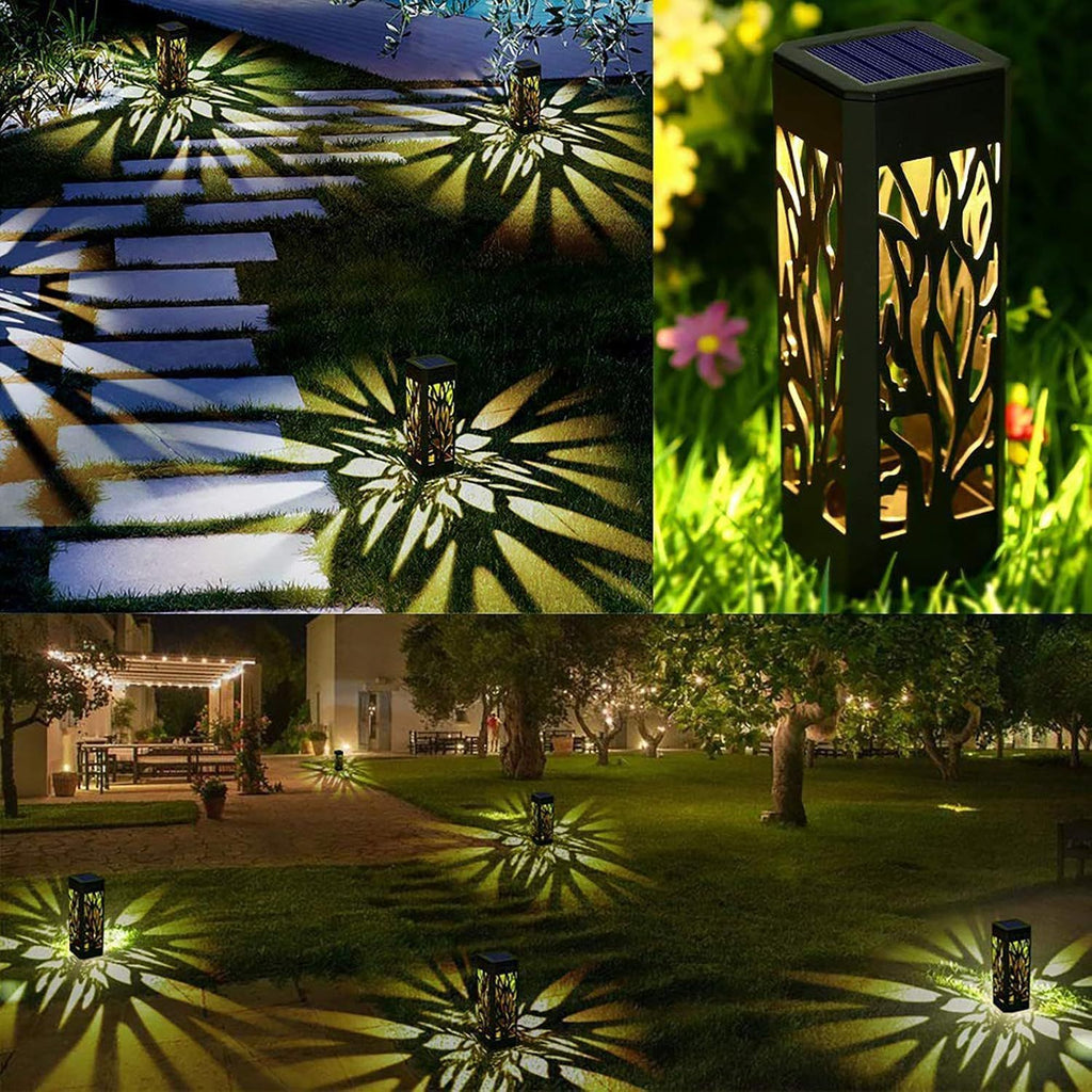 6-Pack Solar Garden Lights Waterproof Warm White LED Outdoor Lights Black Shell