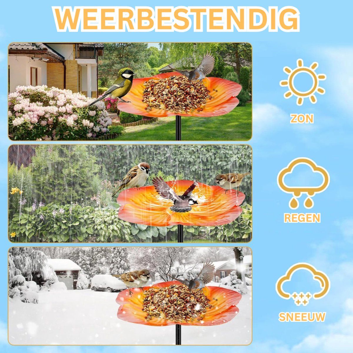 Bird Bath on Pedestal, Outdoor Bird Baths, Standing Bird Drinking Bowl, Bird Water Bath, For Garden, Lawn, Patio
