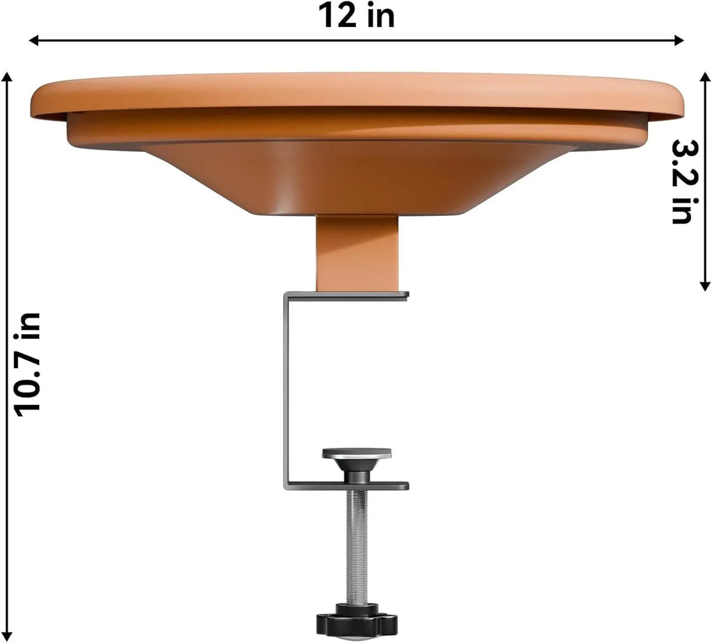 12 Inch Adjustable Bird Bath Bowl with Deck Mount, Tool Free Setup for Balcony Railing and Outdoor Garden, Brown
