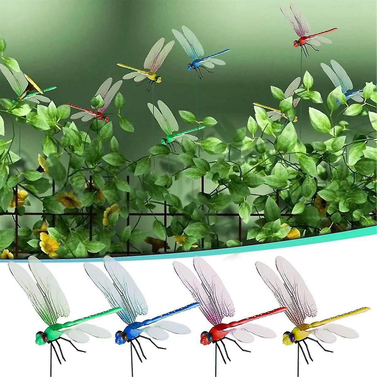 2024 12pcs Artificial Dragonfly Clips for Outdoor Use 3D Dragonfly Decor Gardening, 3D Dragonfly Garden