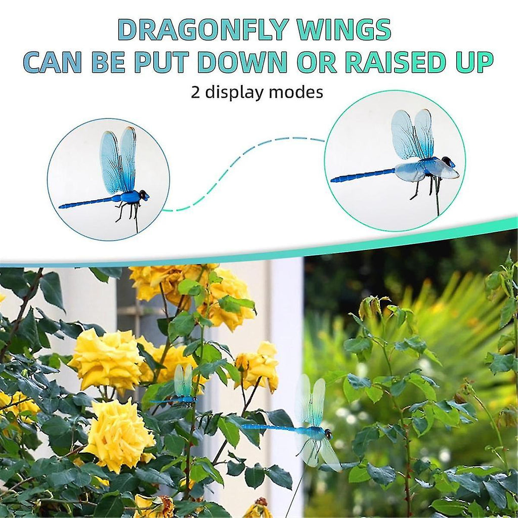 2024 12pcs Artificial Dragonfly Clips for Outdoor Use 3D Dragonfly Decor Gardening, 3D Dragonfly Garden