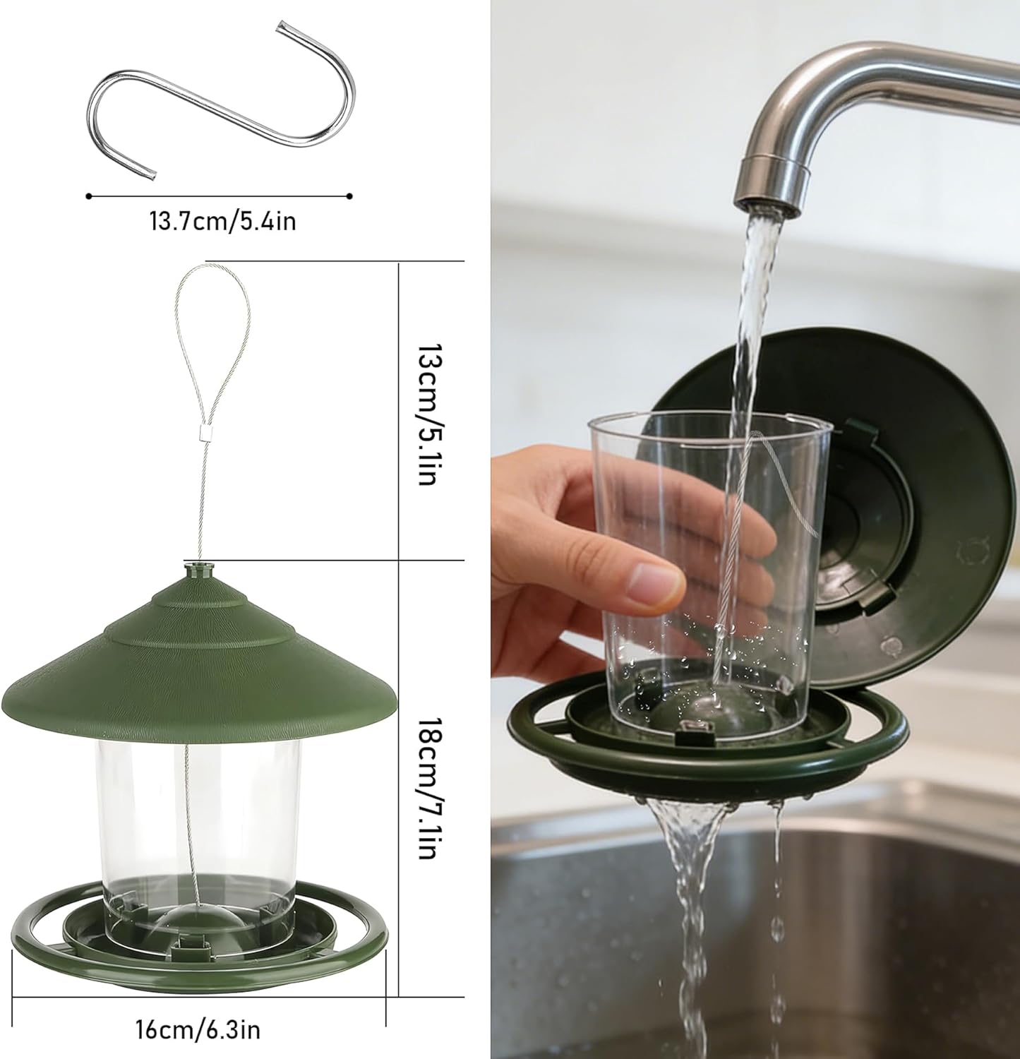 Bird feeder house, hanging food dispenser for wild birds, hanging bird feeding station to hang up, bird house with stand, weatherproof, garden decoration