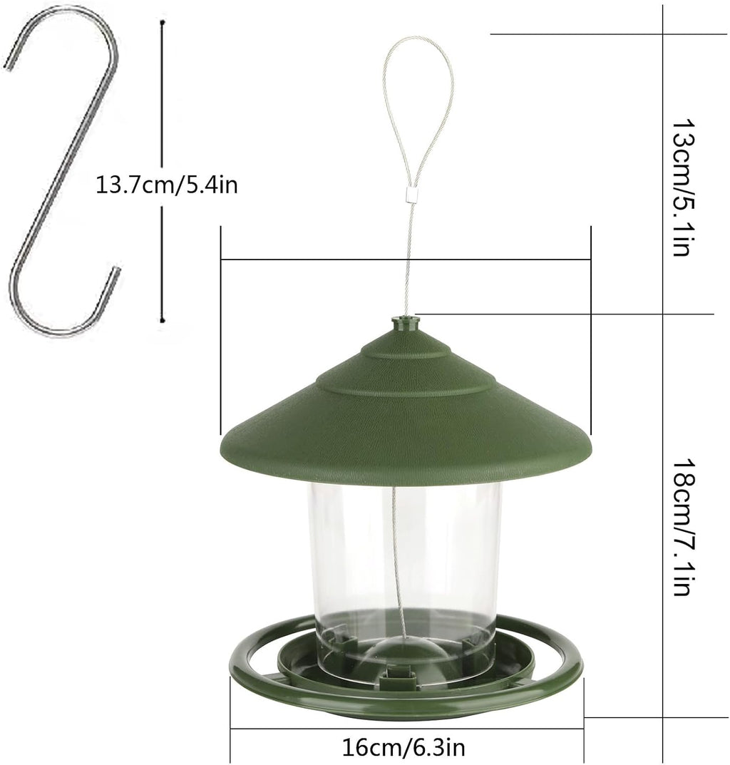 Bird feeder house, hanging food dispenser for wild birds, hanging bird feeding station to hang up, bird house with stand, weatherproof, garden decoration