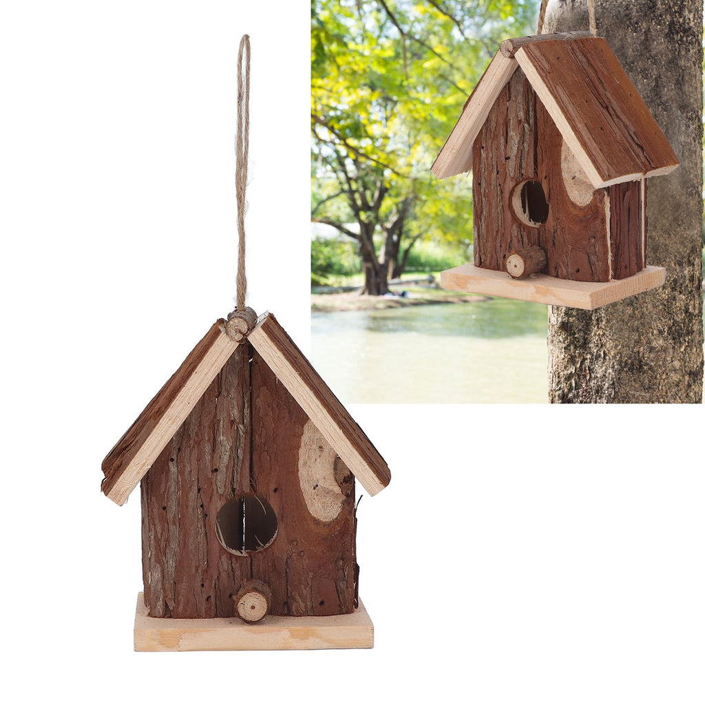 Wooden Bird House Hanging Retro Style Fir Wood Birdhouse for Outdoor Garden Porch Home Office Decoration