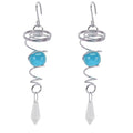 2Pcs Gazing Ball Spiral Tail Wind Spinner Stabilizer Stainless Steel Spiral Wind Chimes for Outside Lake Blue