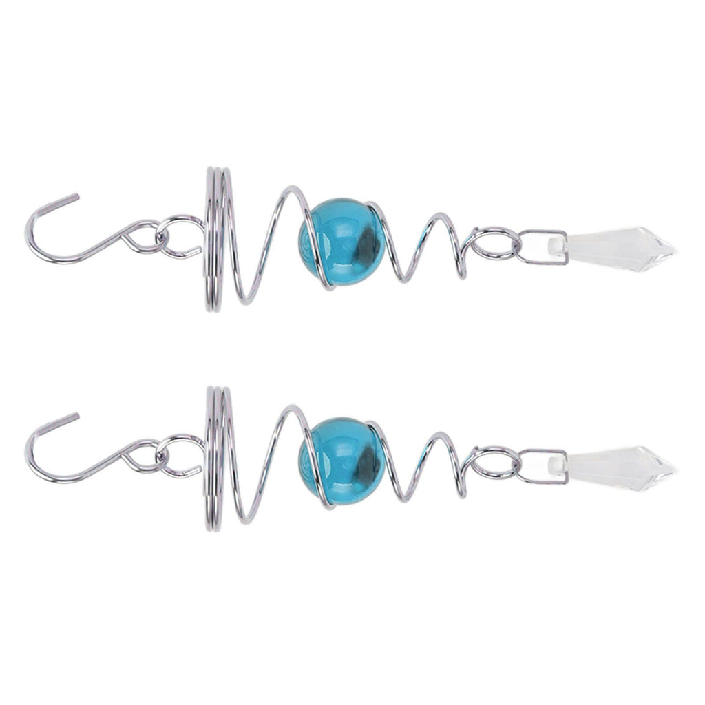 2Pcs Gazing Ball Spiral Tail Wind Spinner Stabilizer Stainless Steel Spiral Wind Chimes for Outside Lake Blue