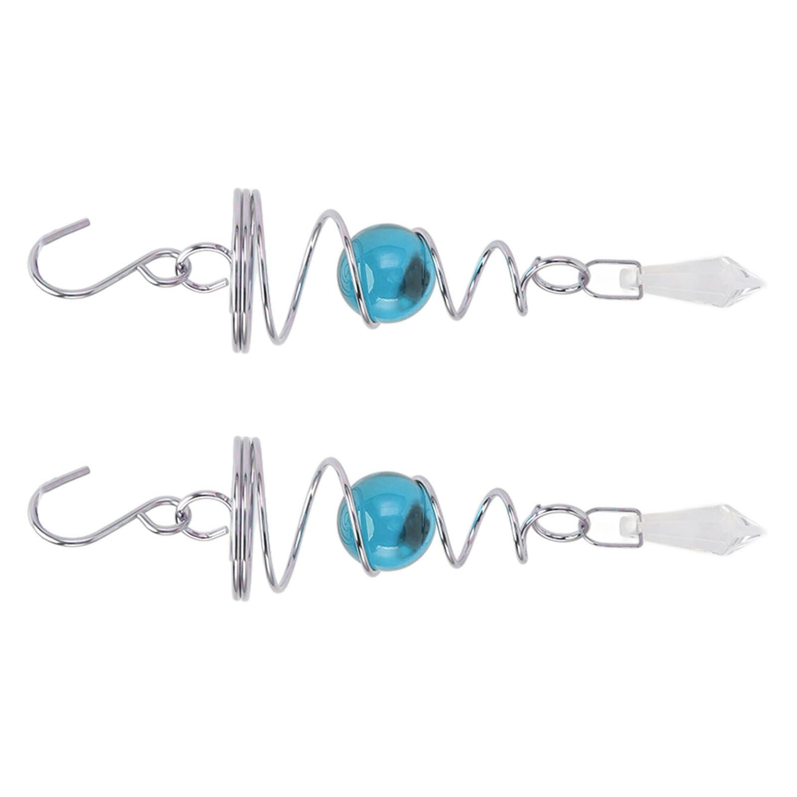 2Pcs Gazing Ball Spiral Tail Wind Spinner Stabilizer Stainless Steel Spiral Wind Chimes for Outside Lake Blue