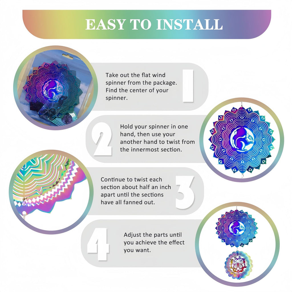 3D Stainless Steel Wind Spinner with Spiral Tail & Butterfly Crystal Sun Catcher, Hanging Metal Wind Chimes for Women Gift, Indoor/Outdoor Decor, Yard Art Decorations