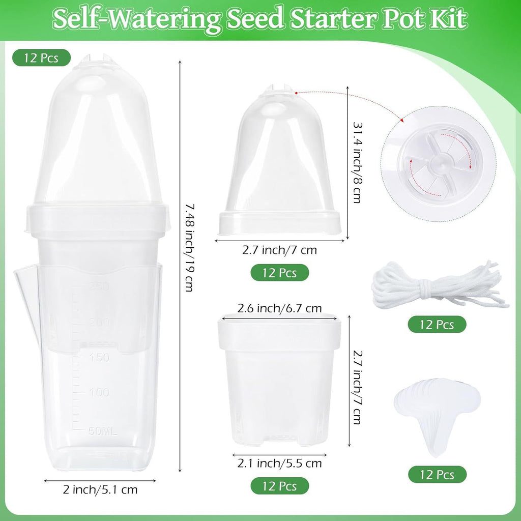 Self-Watering Propagation Station with Adjustable Ventilation Dome, Clear Square Plant Nursery Pot for Starting Seeds, Cuttings, and Succulents Indoors on Windowsills and Desktops (8PCS)