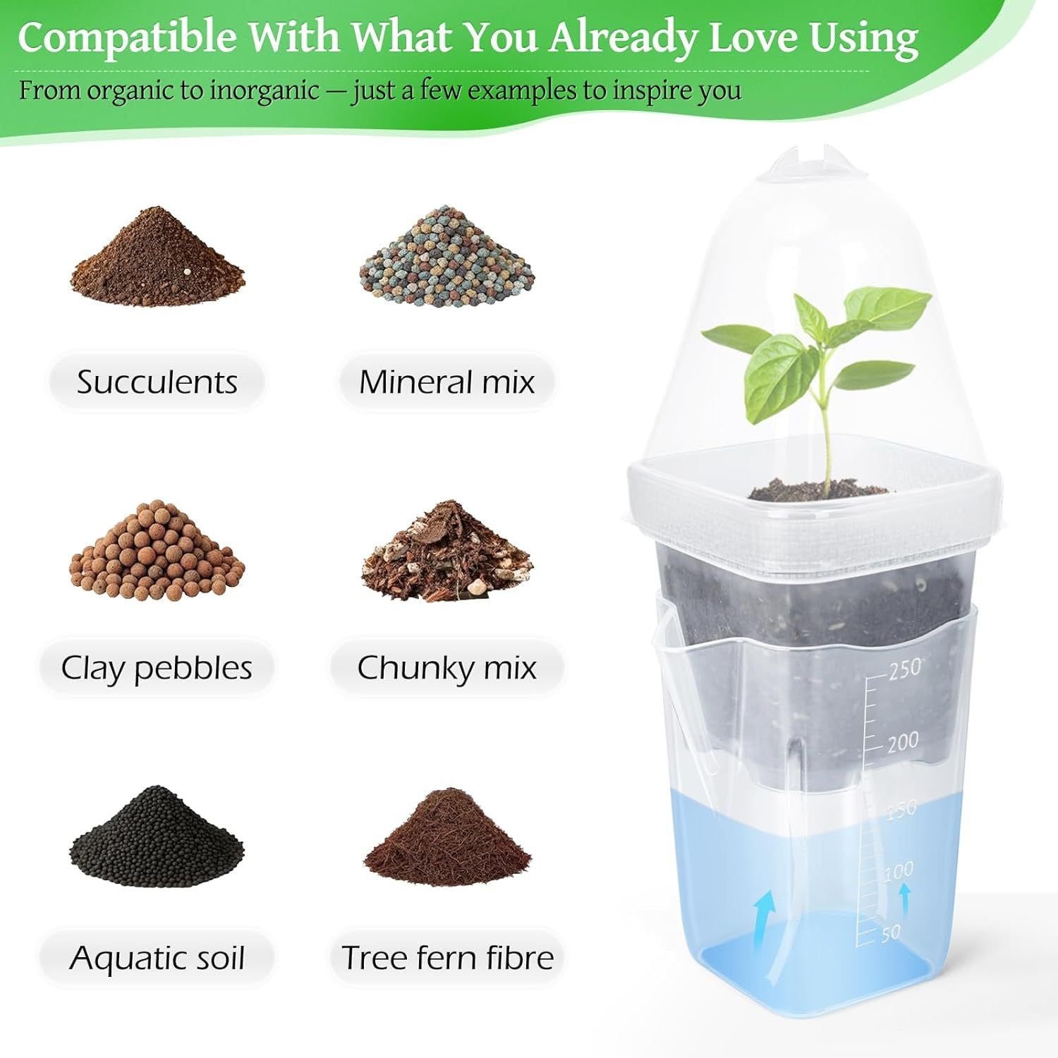 Self-Watering Propagation Station with Adjustable Ventilation Dome, Clear Square Plant Nursery Pot for Starting Seeds, Cuttings, and Succulents Indoors on Windowsills and Desktops (8PCS)