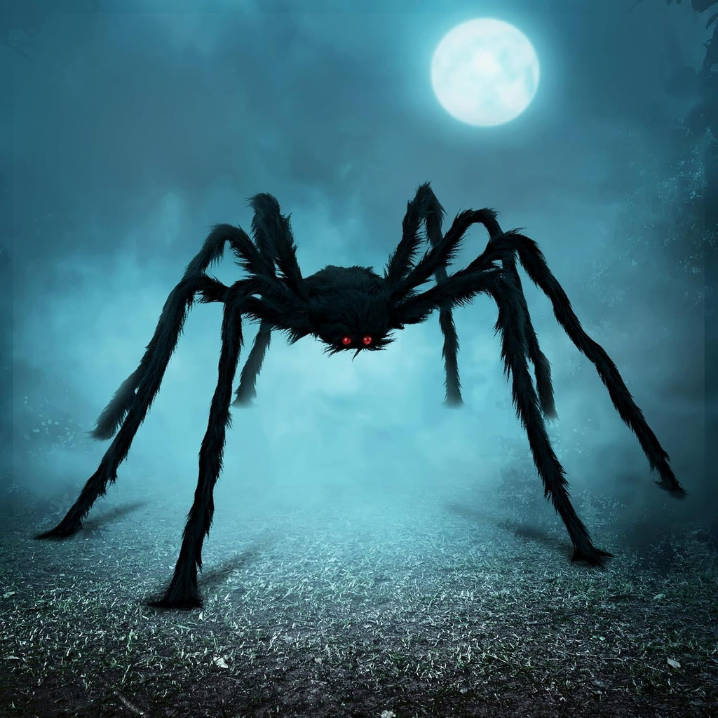 150cm Large Halloween Outdoor Decorations Giant Spider, Spider for Yard Lawn Garden Patio Scary Halloween Outside Decor, Indoor Haunted House Prop and Home Party Decor, Black