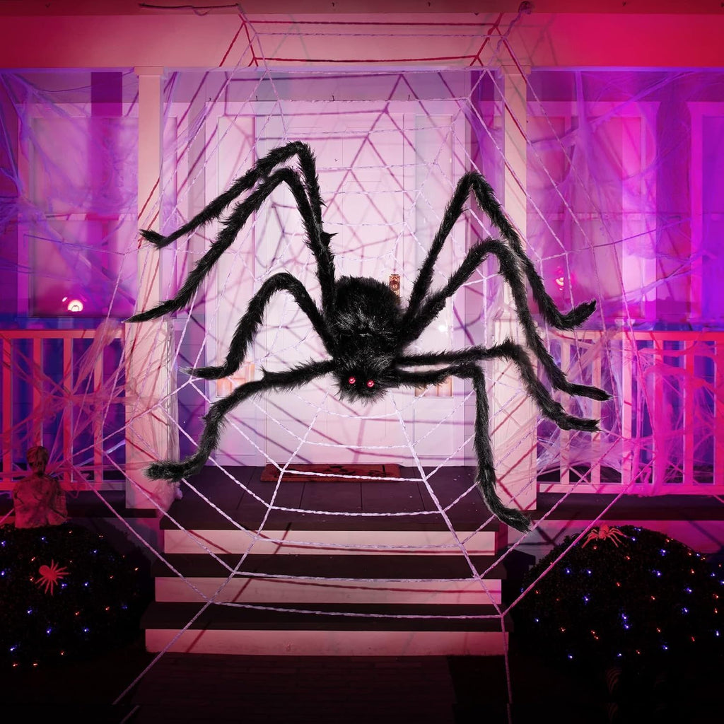 150cm Large Halloween Outdoor Decorations Giant Spider, Spider for Yard Lawn Garden Patio Scary Halloween Outside Decor, Indoor Haunted House Prop and Home Party Decor, Black