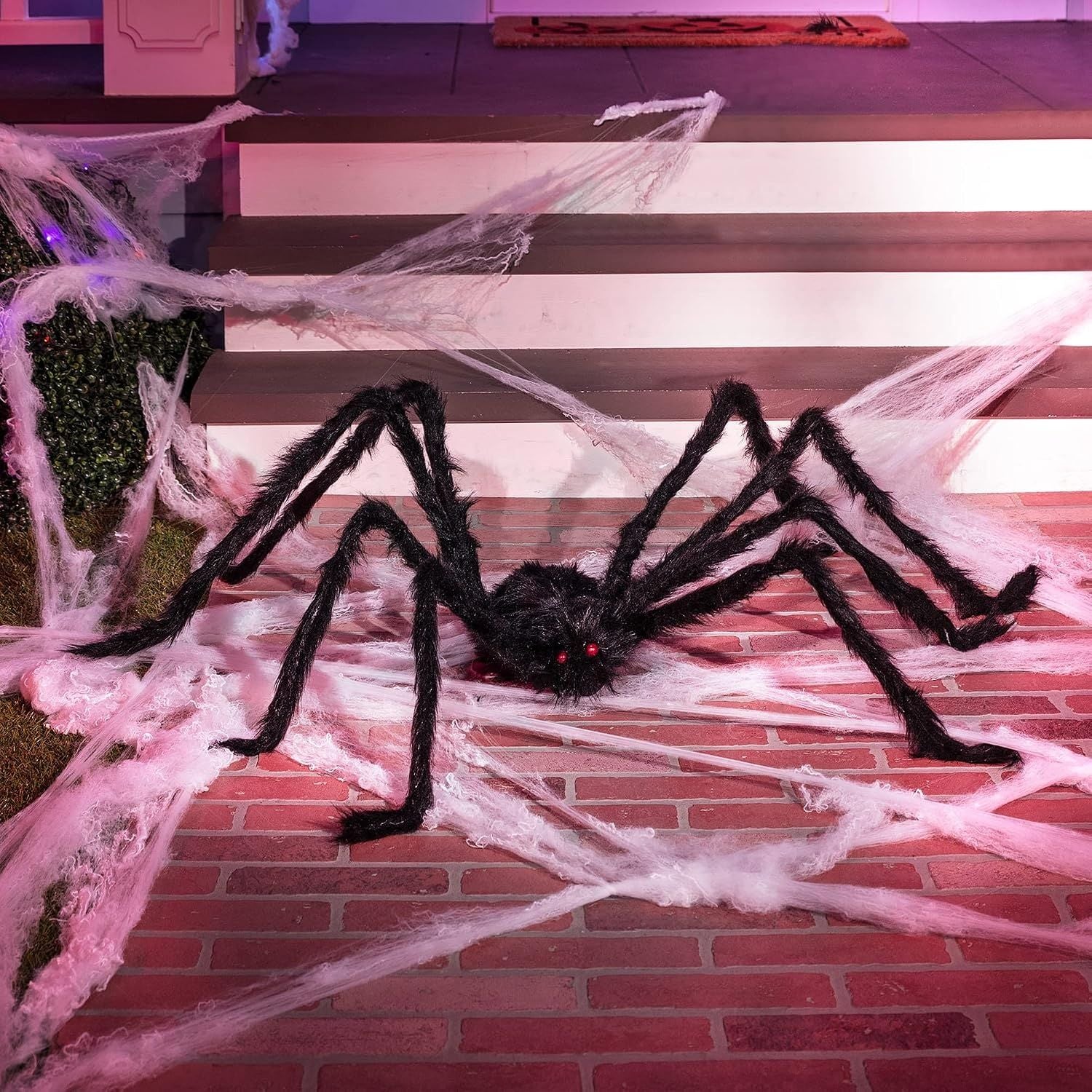 150cm Large Halloween Outdoor Decorations Giant Spider, Spider for Yard Lawn Garden Patio Scary Halloween Outside Decor, Indoor Haunted House Prop and Home Party Decor, Black