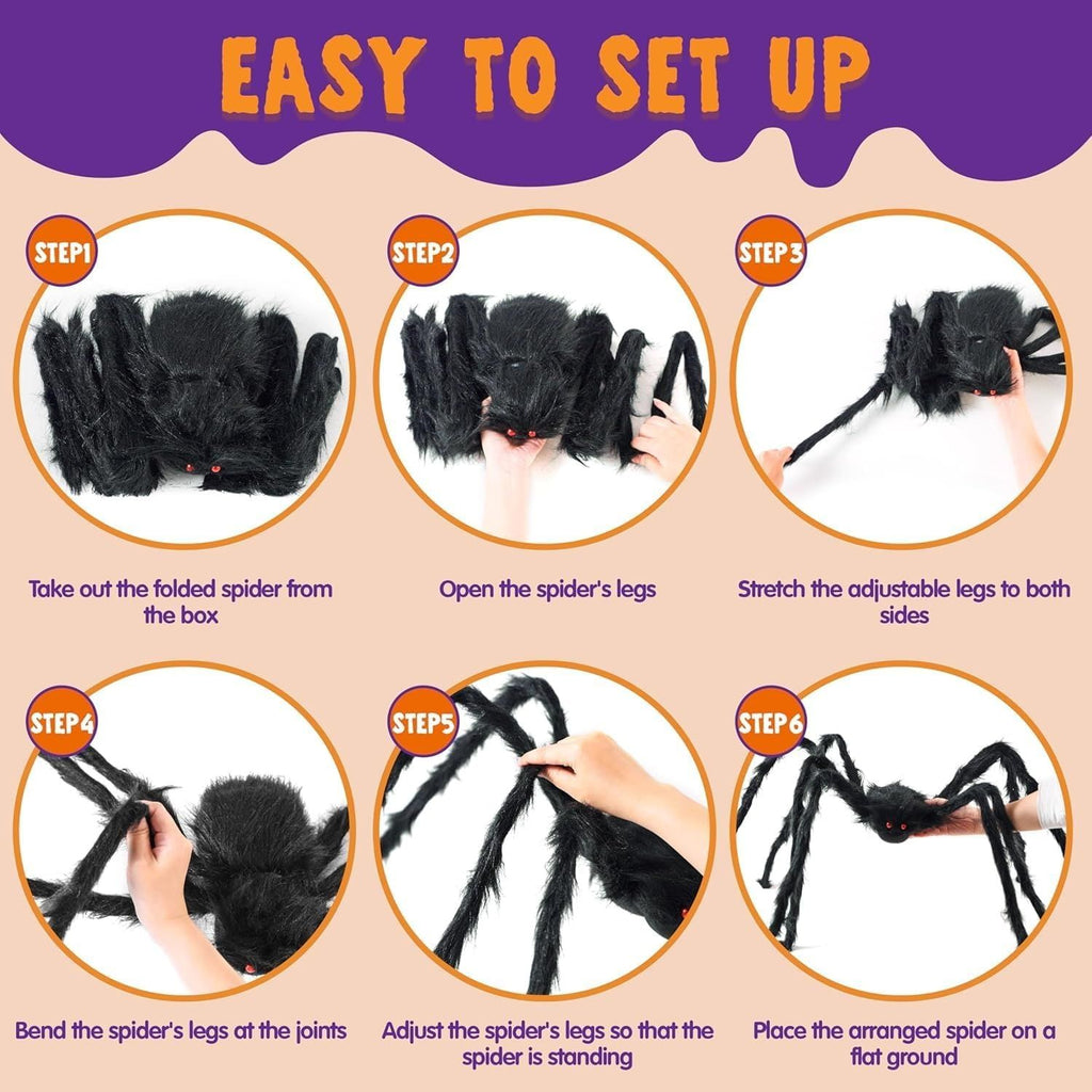 150cm Large Halloween Outdoor Decorations Giant Spider, Spider for Yard Lawn Garden Patio Scary Halloween Outside Decor, Indoor Haunted House Prop and Home Party Decor, Black