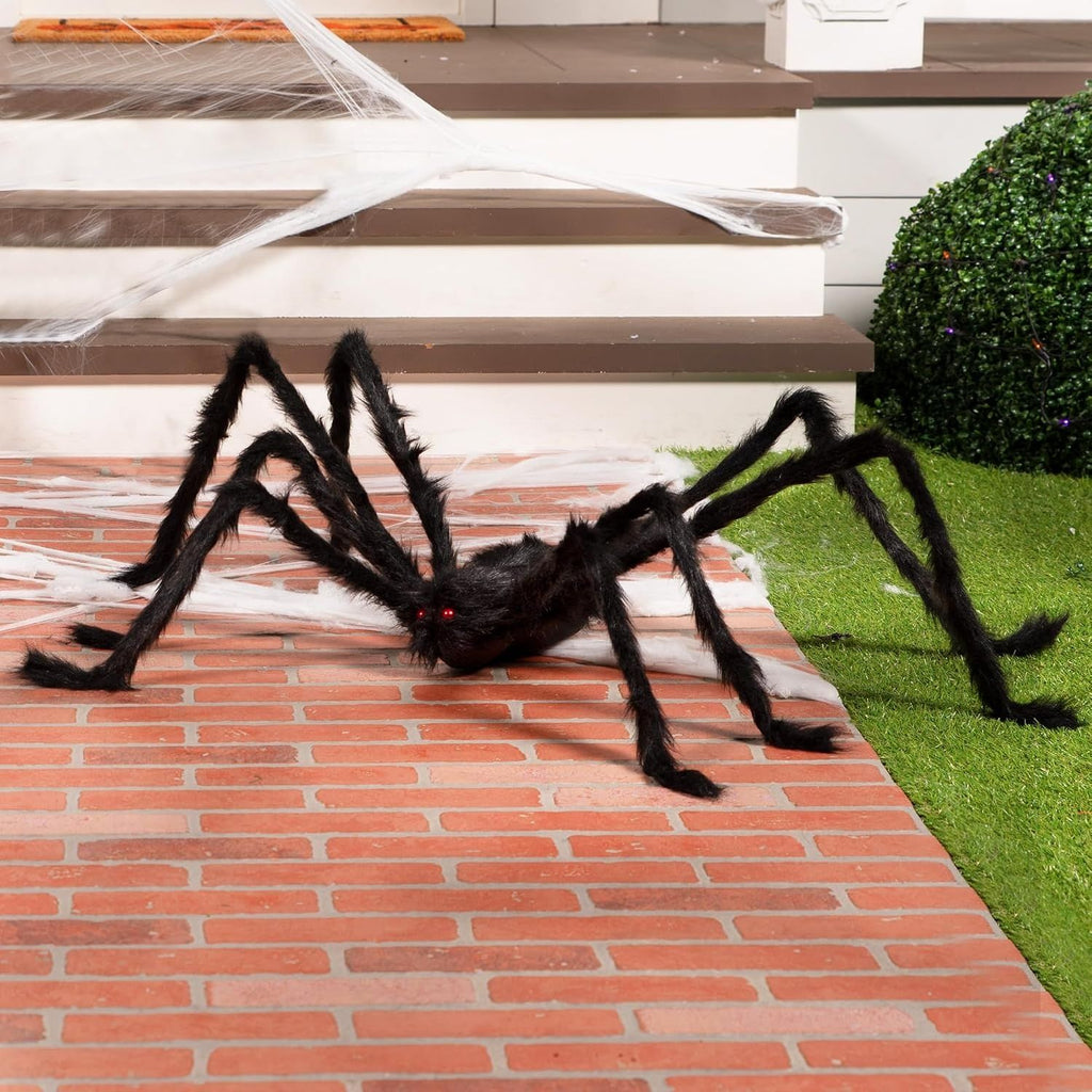 150cm Large Halloween Outdoor Decorations Giant Spider, Spider for Yard Lawn Garden Patio Scary Halloween Outside Decor, Indoor Haunted House Prop and Home Party Decor, Black