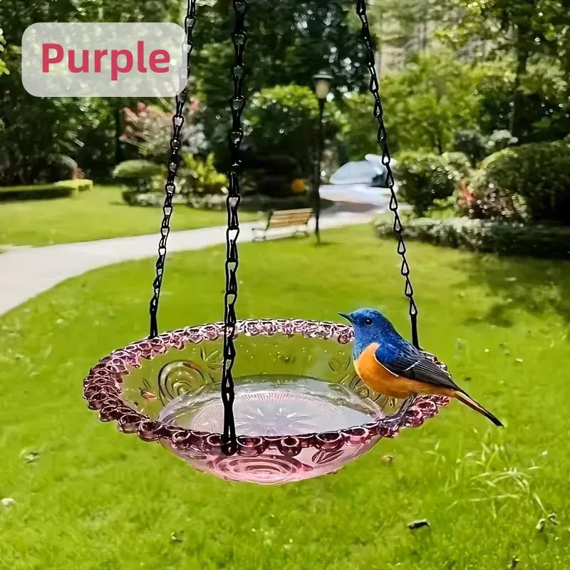 Balcony Bird Feeder Hanging Rail Mount Outdoor Suspended Feeding Station Garden - Blue