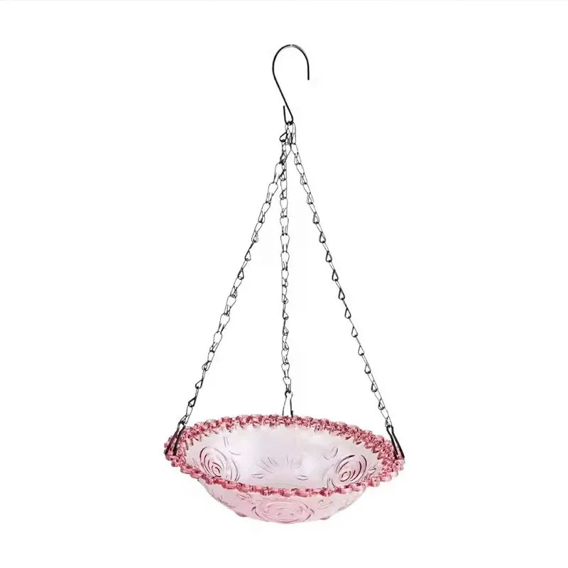Balcony Bird Feeder Hanging Rail Mount Outdoor Suspended Feeding Station Garden - Purple