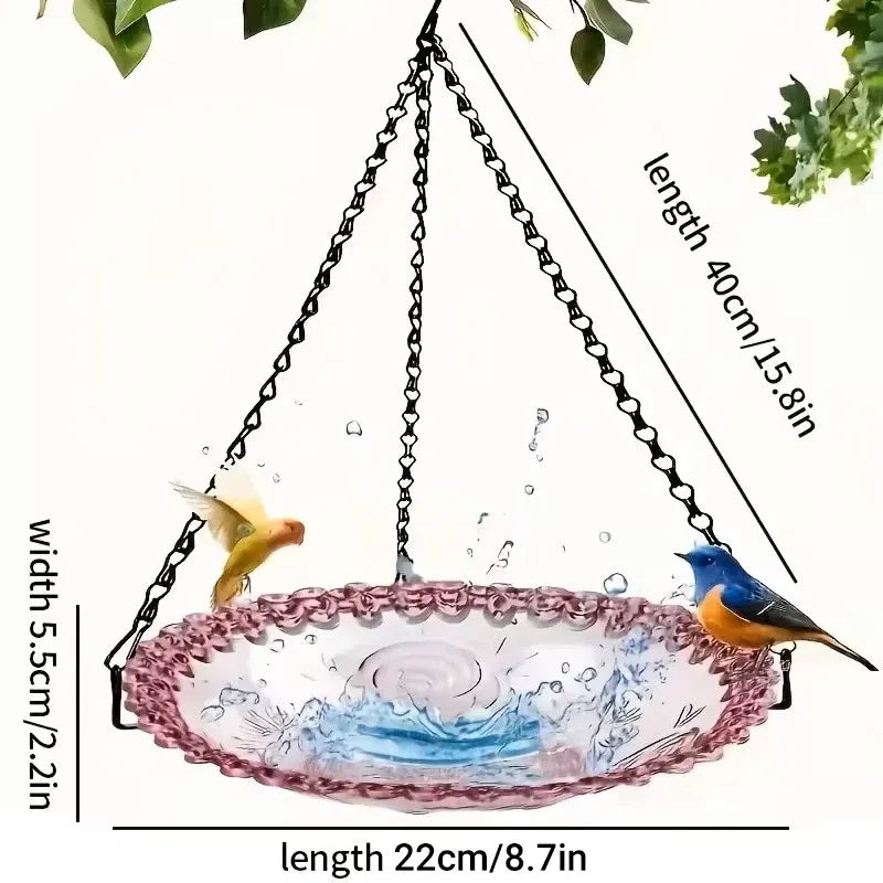 Balcony Bird Feeder Hanging Rail Mount Outdoor Suspended Feeding Station Garden - Purple