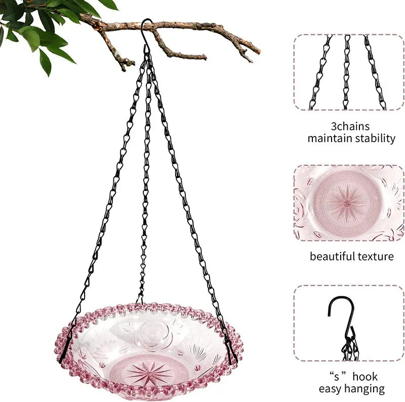Balcony Bird Feeder Hanging Rail Mount Outdoor Suspended Feeding Station Garden - Purple