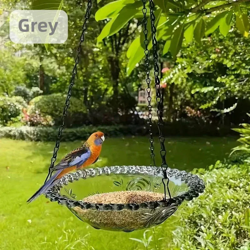 Balcony Bird Feeder Hanging Rail Mount Outdoor Suspended Feeding Station Garden - Purple
