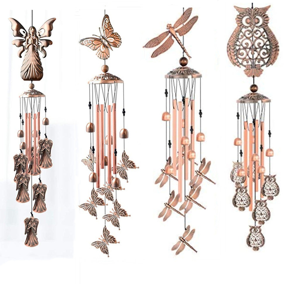 90cm Large Creative Butterfly Vintage Metal Tube Wind Chimes - Handcrafted Musical Hanging Decor for Garden and Home with Hanging Hook
