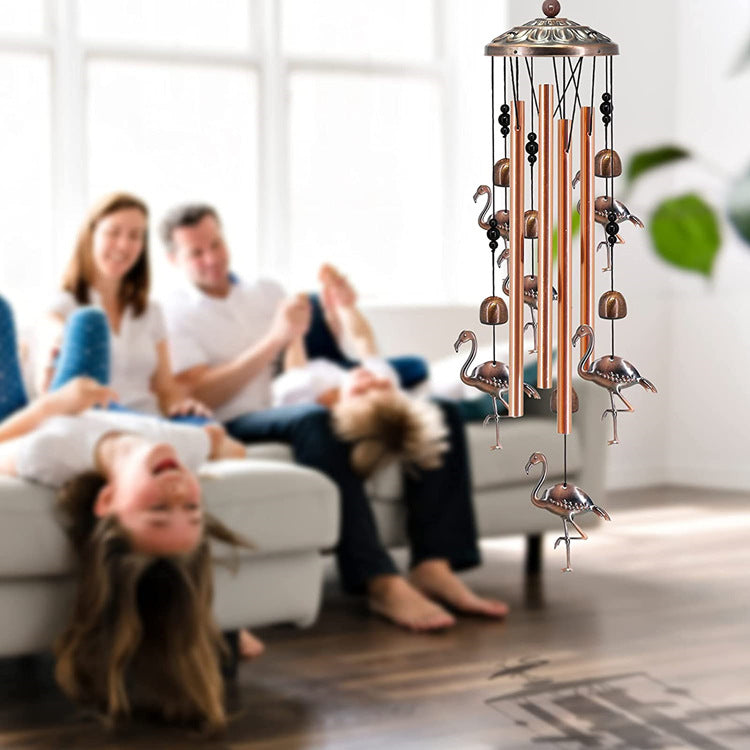 90cm Large Bronze Hearts Vintage Metal Tube Wind Chimes - Handcrafted Musical Hanging Decor for Garden and Home with Hanging Hook