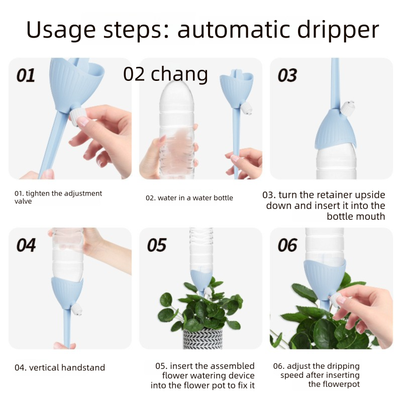 5-PCS Blue Automatic Plant Watering Spikes with Adjustable Flow Control Universal Fit 5 Pack for Indoor and Outdoor Potted Plants Reliable Gardening Solution for Local Homes
