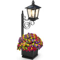 2-in-1 Solar Planter Light Outdoor - Metal Lamp Post & Wall Sconce with Planter Box - IP65 Waterproof LED Lantern for Garden, Patio & Porch - Warm White (Small)