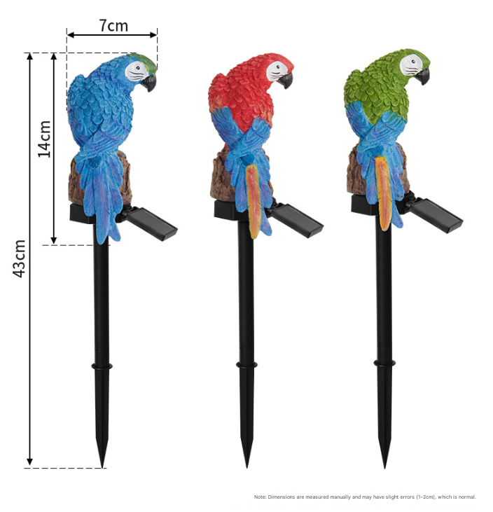 Red Solar Powered Parrot Garden Stake Lights - Hand-Painted Waterproof Resin LED Landscape Lamps for Outdoor Patio, Lawn, and Yard Decoration