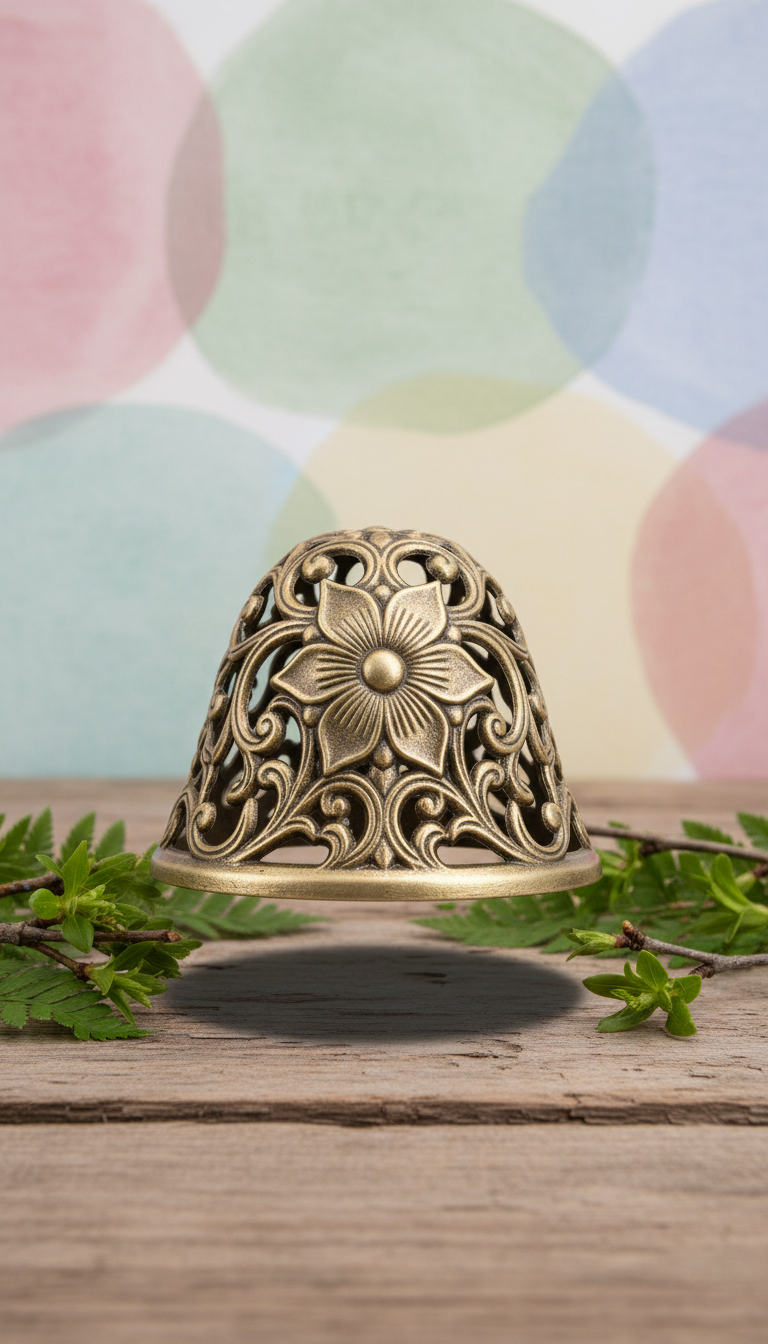 Metal wind chime with intricate floral motif